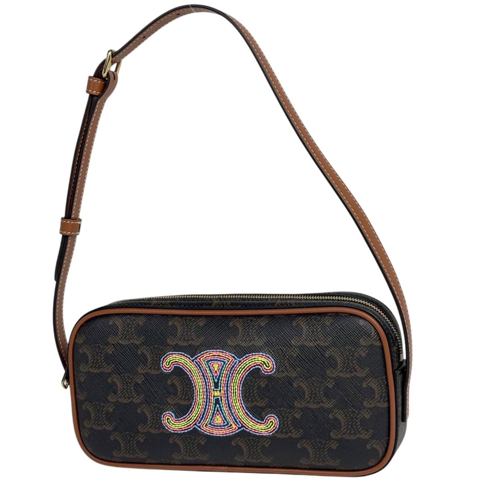 Celine Leather Shoulder Bag: Celine Leather Shoulder Bag A timeless Celine leather shoulder bag, this brown beauty boasts classic design and premium quality. With its sturdy 10cm x 19.5cm x 3cm dimensions and rich, worn-in