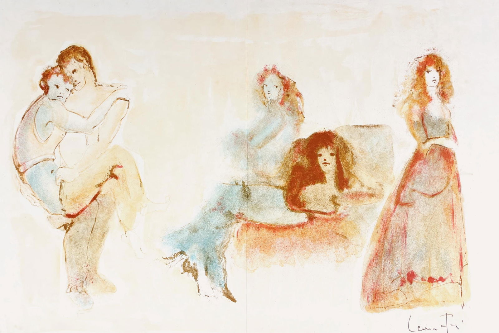 1969 - Leonor Fini - Untitled - from Parallel - Lithograph: 1969 - Leonor Fini - Untitled - from Parallel - Lithograph Experience the dreamlike world of Leonor Fini, a visionary artist whose lithograph "Sans titre" (Untitled) from 1969 embodies refined