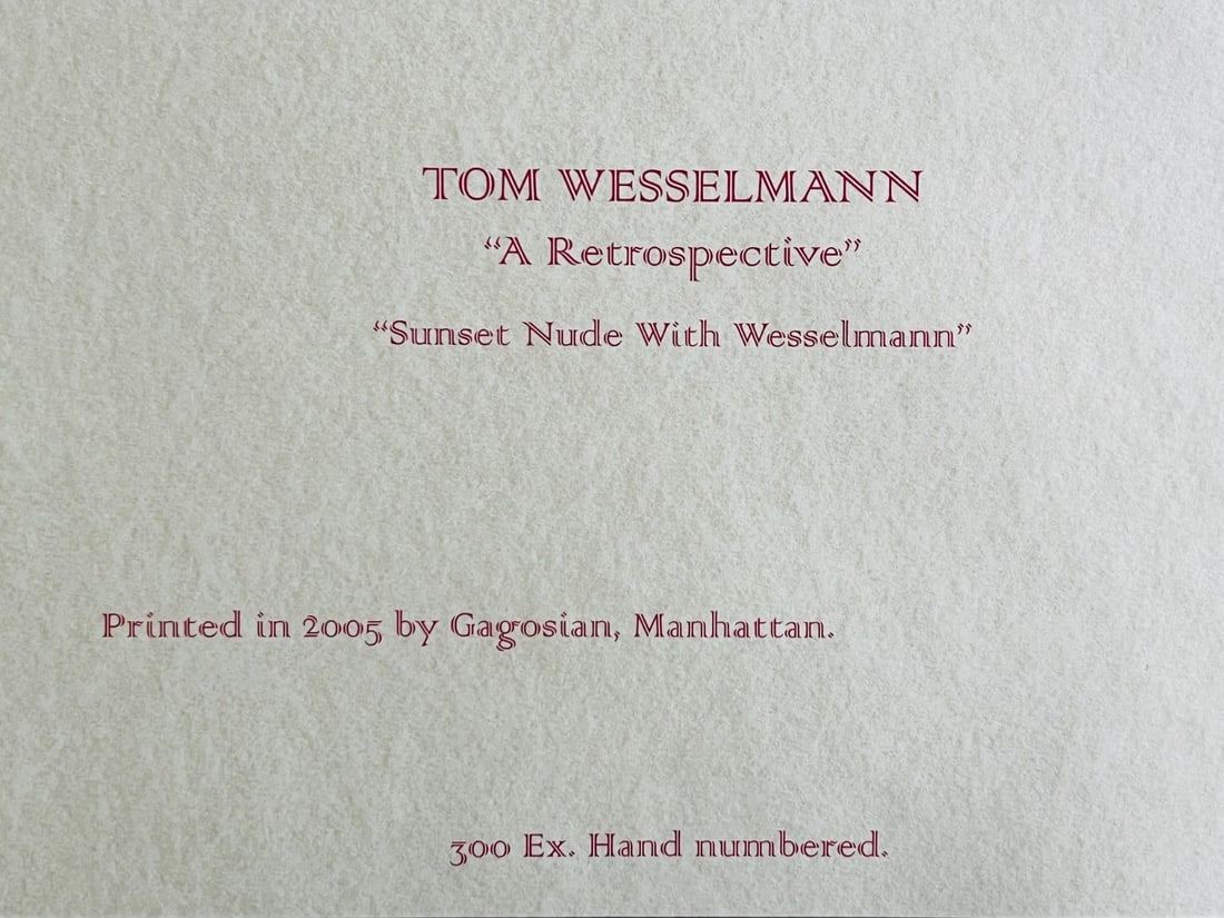 Tom Wesselmann Lithograph, Handmade, Op Numbered - 8