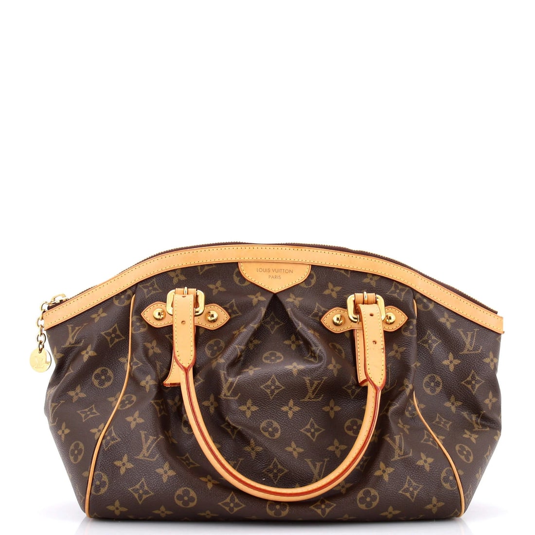 Louis Vuitton GM Monogram Canvas Tivoli Handbag: Louis Vuitton GM Monogram Canvas Tivoli Handbag Experience the timeless elegance of Louis Vuitton's iconic GM Monogram Canvas Tivoli handbag, boasting a rich brown exterior with classic monogram