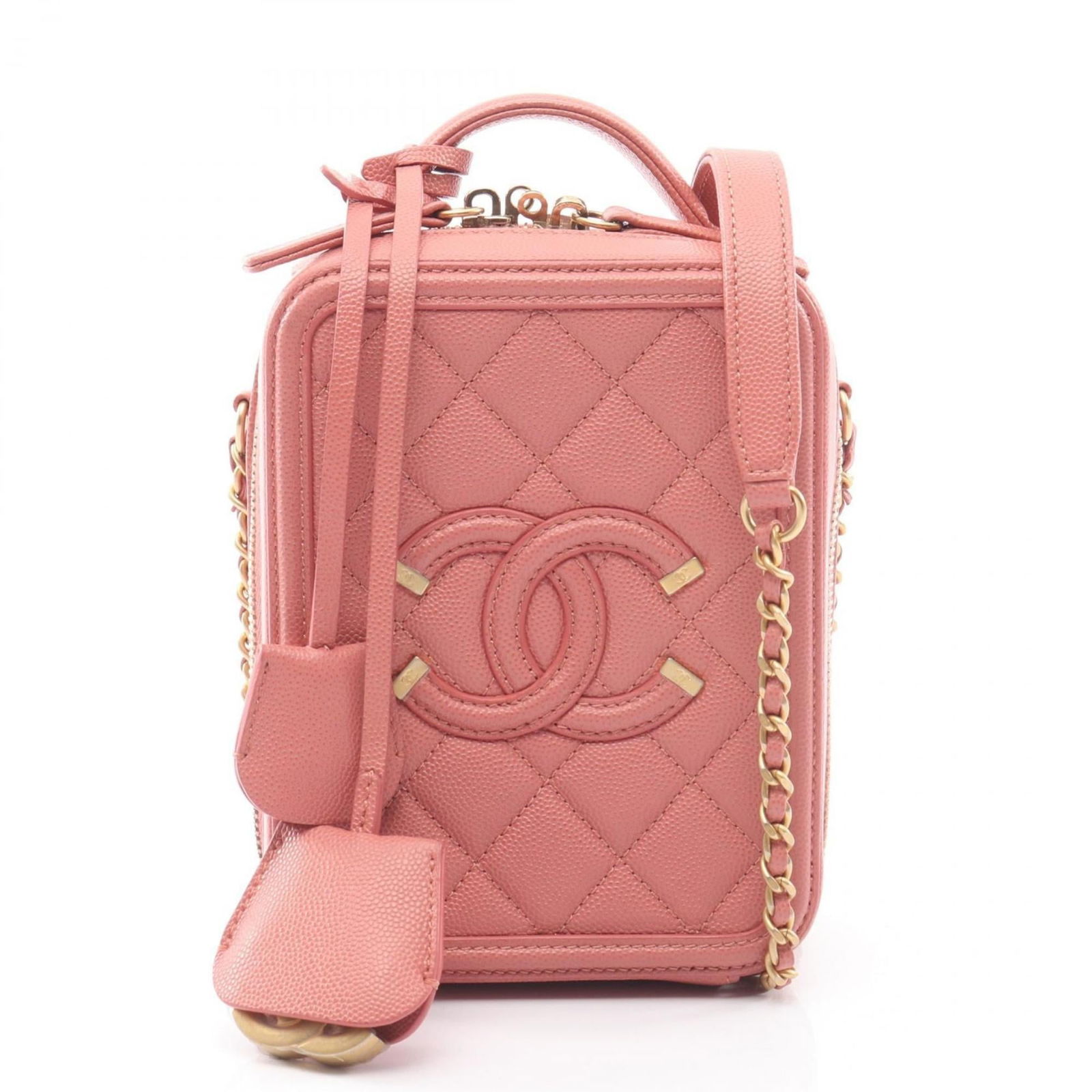 Chanel Shoulder Bag in Leather: Chanel Shoulder Bag in Leather A chic and timeless Chanel shoulder bag in rich leather, this pink beauty is perfect for adding a touch of sophistication to any outfit. With its classic design and slee