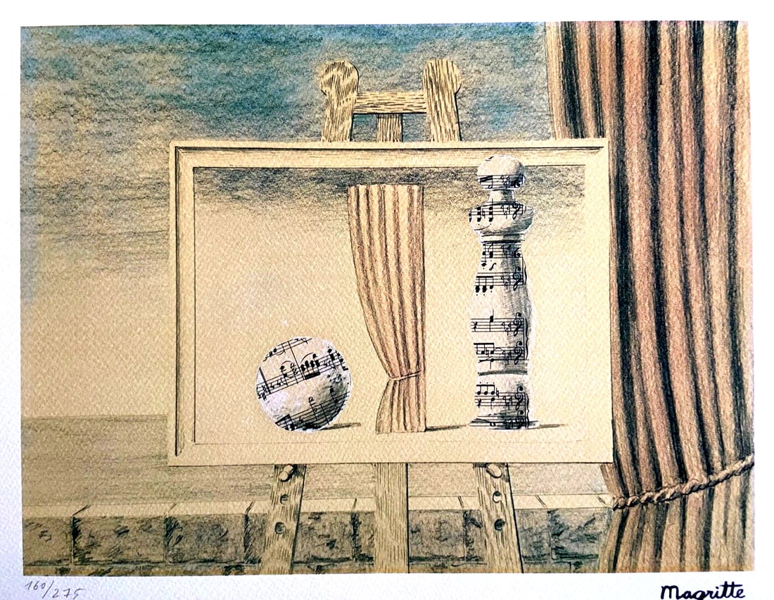 Ren Magritte Lithograph #Op (Stamped): Ren Magritte Lithograph #Op (Stamped) A rare opportunity to own a unique piece of art, Ren Magritte's lithograph "Lithograph d'Apers" is a stunning example of the master's work, stamped with