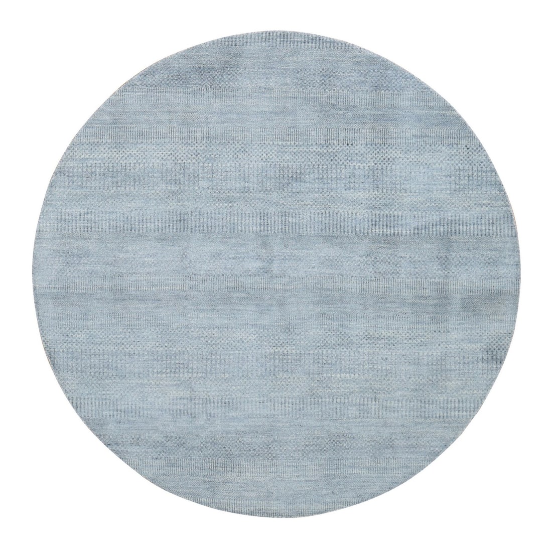 Rug 8'x8' Misty Gray Grass Design 100% Wool Hand Knotted Round: Rug 8'x8' Misty Gray Grass Design 100% Wool Hand Knotted Round Experience the timeless beauty of India's ancient crafts with this stunning 8'x8' hand-knotted wool rug, boasting an intricate grass