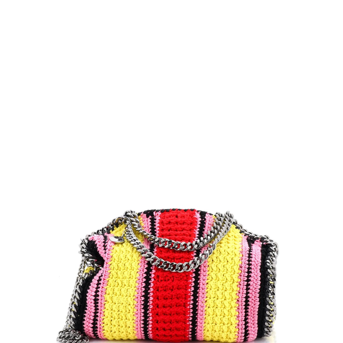 Stella McCartney Falabella Mini Crochet Tote: Stella McCartney Falabella Mini Crochet Tote The Stella McCartney Falabella Mini Crochet Tote is a vibrant and playful accessory that combines colorful textures with a chic, cross-body design. With