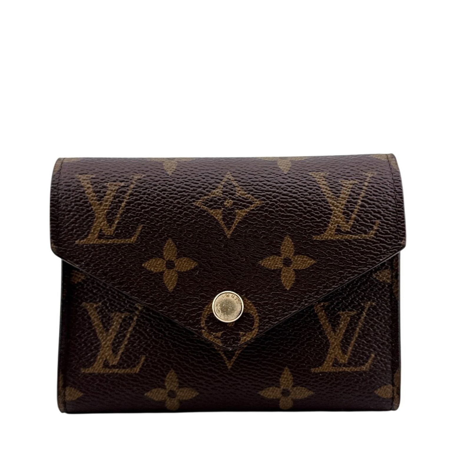 Louis Vuitton Tri-Fold Leather Wallet: Louis Vuitton Tri-Fold Leather Wallet A timeless classic, this Louis Vuitton tri-fold leather wallet exudes elegance with its rich brown color and iconic monogram pattern. Made from high-quality