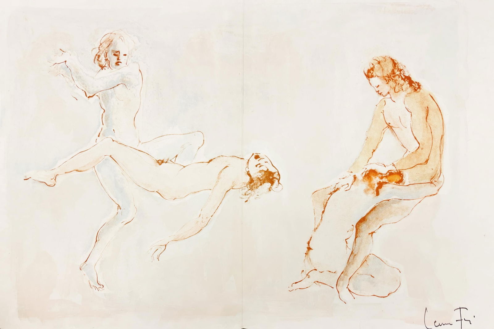 1969 - Leonor Fini - Untitled - from Parallel - Lithograph: 1969 - Leonor Fini - Untitled - from Parallel - Lithograph Experience the visionary world of Leonor Fini with this striking 1969 lithograph, Sans titre (Untitled), from her iconic Parallelement