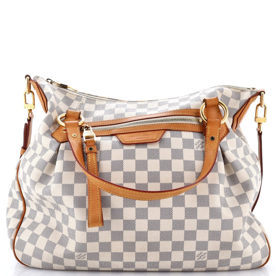 Louis Vuitton Evora Handbag in Damier GM: Louis Vuitton Evora Handbag in Damier GM The iconic Louis Vuitton Evora handbag in Damier GM canvas is a timeless classic, boasting a crisp white exterior and neutral interior. With its spacious 15" h