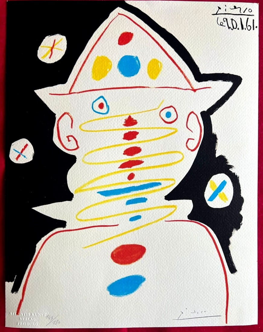 Lithograph Pablo Picasso: Lithograph Pablo Picasso Own a rare and iconic piece of art history with this full sheet lithograph by Pablo Picasso, signed in 1978 by the artist himself. Printed on high-quality paper in an edition