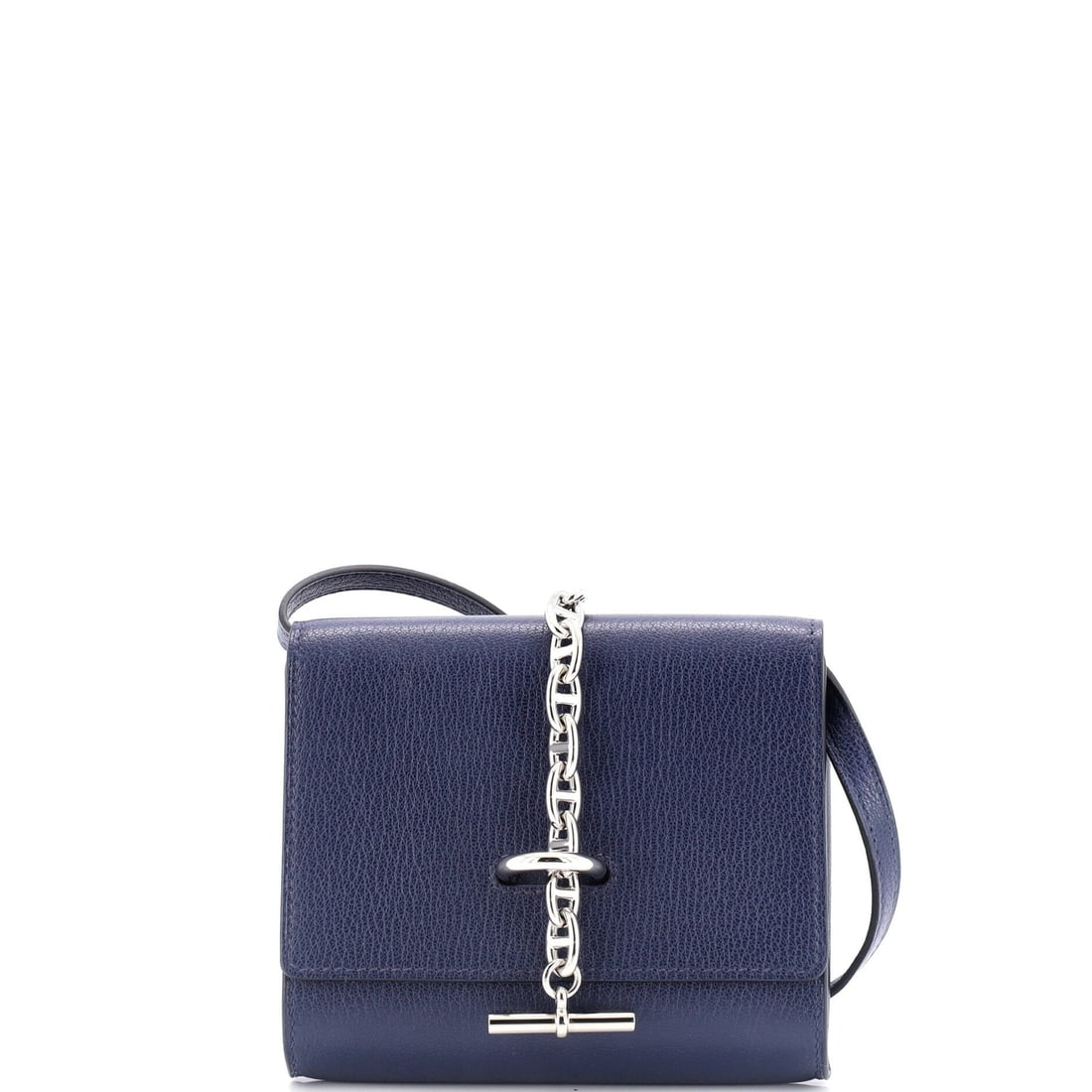 Hermes Chaine d'Ancre Compact Wallet with Chevre Mysore Strap: Hermes Chaine d'Ancre Compact Wallet with Chevre Mysore Strap The iconic Hermes Chaine d'Ancre Compact Wallet is a masterclass in understated elegance, boasting a sleek blue leather exterior and a