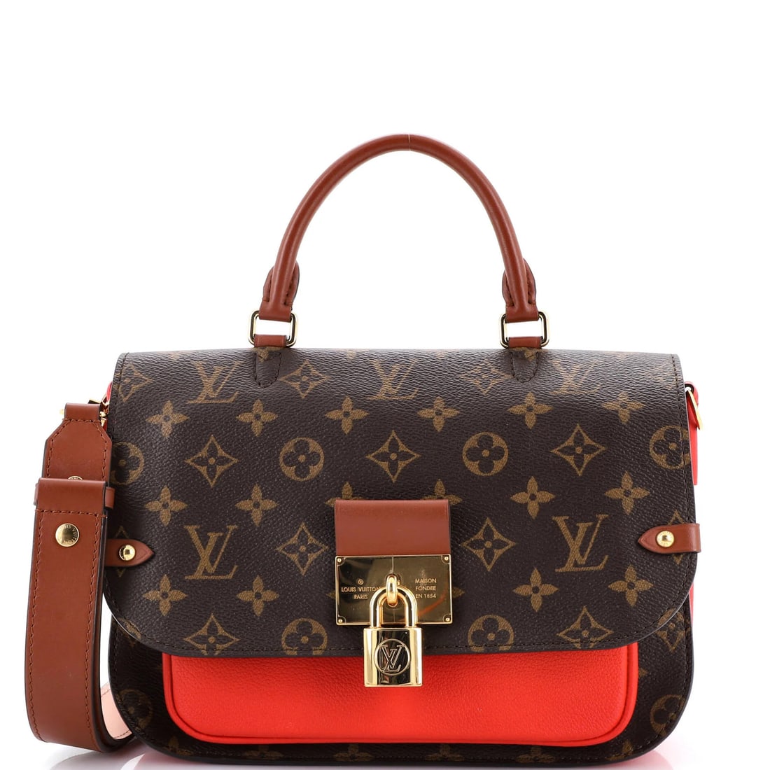 Louis Vuitton Vaugirard Monogram Canvas Leather Handbag: Louis Vuitton Vaugirard Monogram Canvas Leather Handbag Experience the timeless elegance of Louis Vuitton's iconic Vaugirard handbag, boasting a rich brown monogram canvas exterior and supple leather