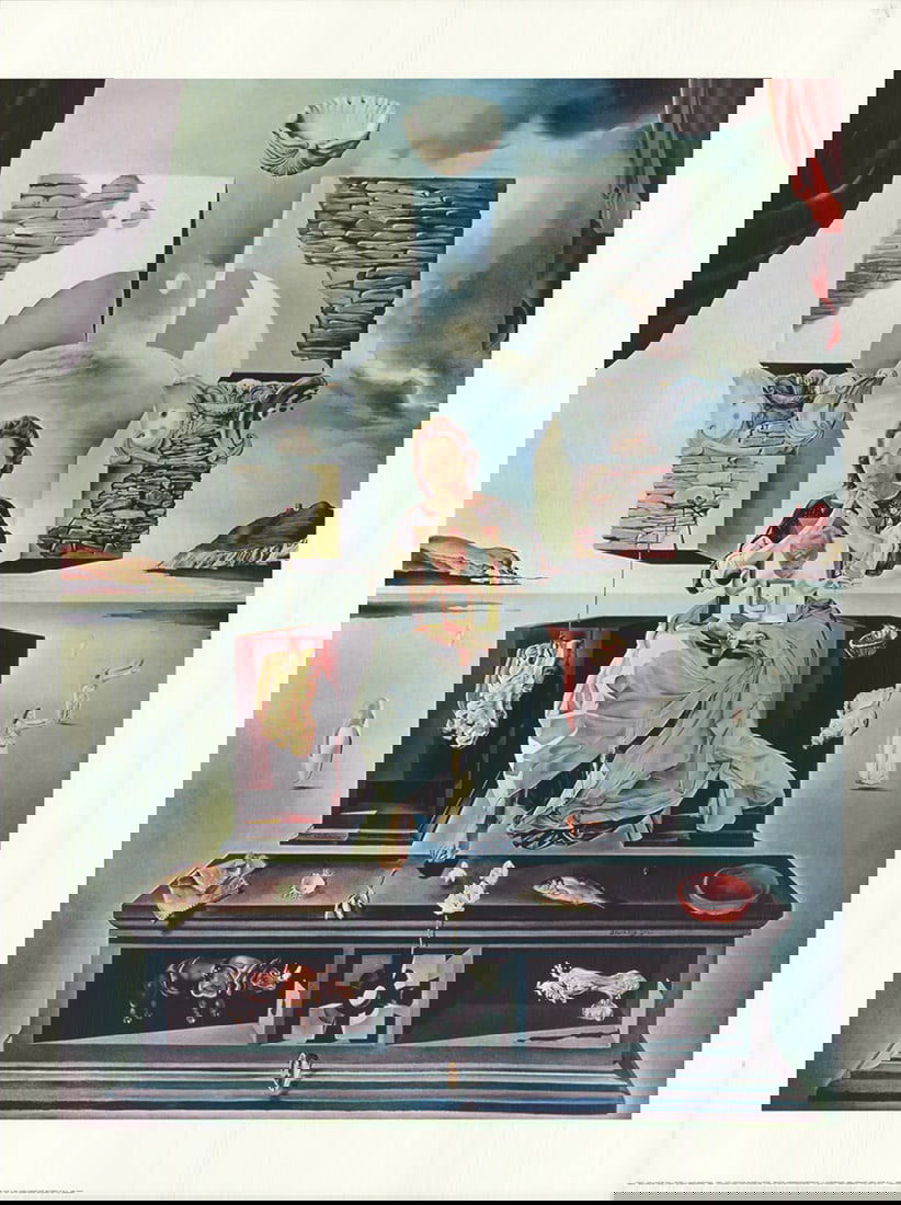 Su SALVADOR DALI The Madonna of Port Lligat 31.5" x 23.5" Offset Lithograph 1993: Su SALVADOR DALI The Madonna of Port Lligat 31.5" x 23.5" Offset Lithograph 1993 Experience the surreal elegance of Salvador Dali's 'The Madonna of Port Lligat', a striking 1993 offset lithograph