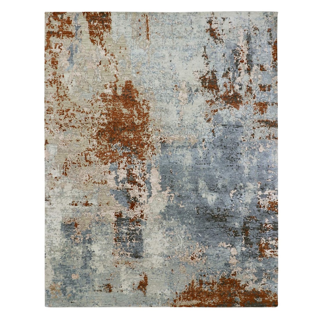 Rug 8'1"x10'2" Gray-Beige Abstract Design Pure Wool Hand Knotted Oriental: Rug 8'1"x10'2" Gray-Beige Abstract Design Pure Wool Hand Knotted Oriental Experience the warmth and sophistication of hand-knotted pure wool, expertly crafted in Turkey with an 8'1"x10'2" gray-beige a