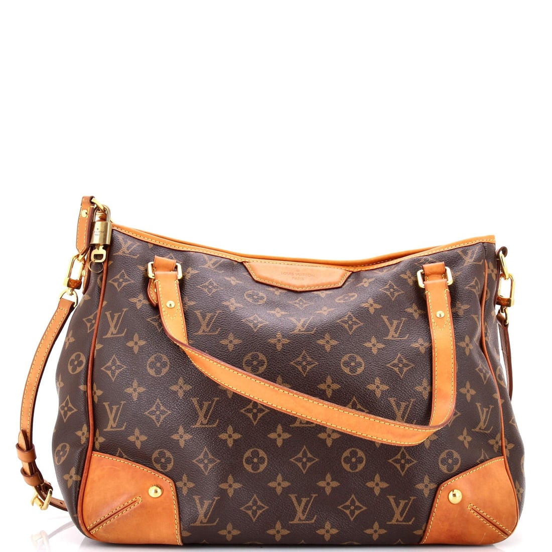 Louis Vuitton Estrela Handbag - Monogram Canvas MM: Louis Vuitton Estrela Handbag - Monogram Canvas MM Experience the timeless elegance of Louis Vuitton's iconic Estrela handbag, boasting a rich brown monogram canvas exterior that exudes