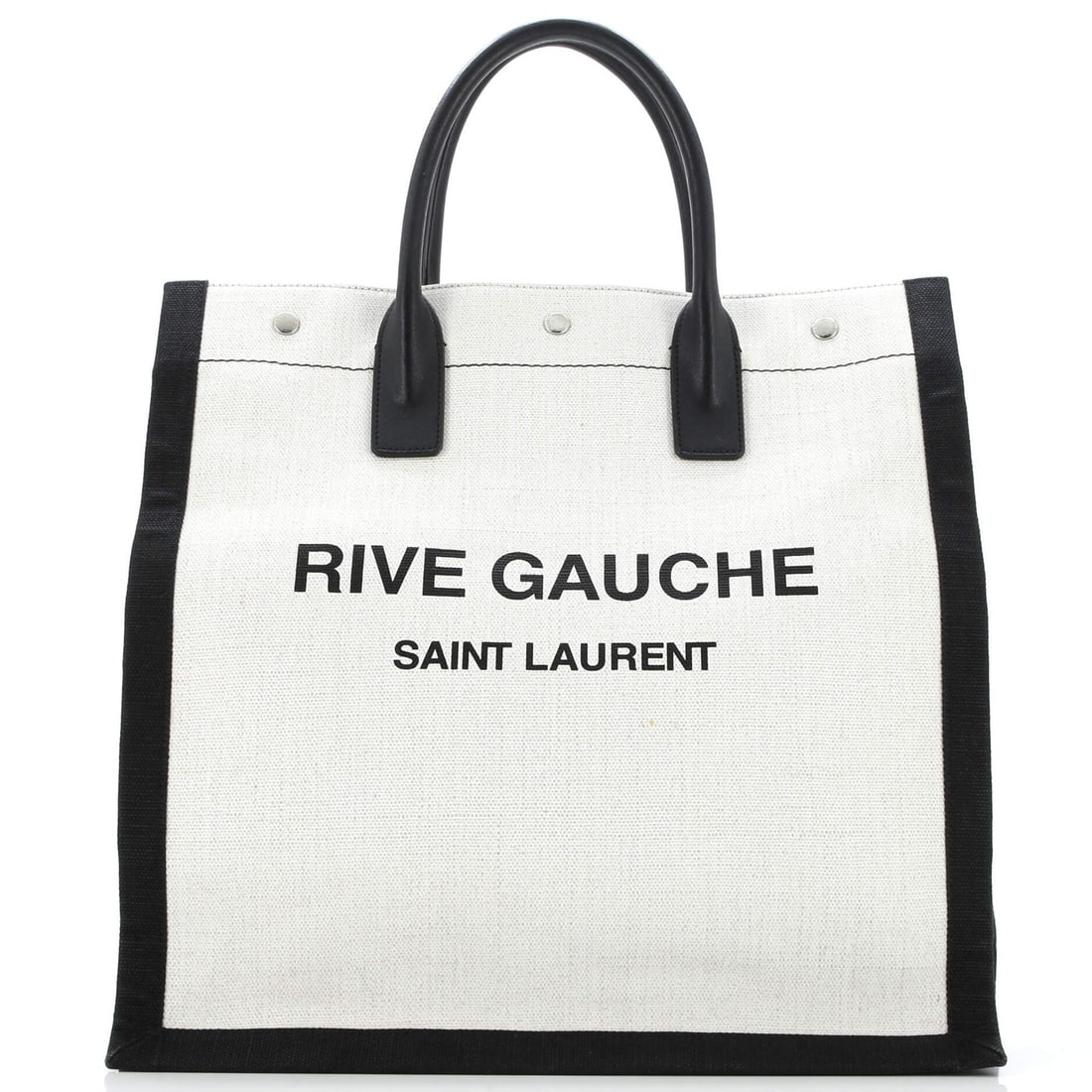Saint Laurent Rive Gauche Tall Canvas Shopper Tote: Saint Laurent Rive Gauche Tall Canvas Shopper Tote The Saint Laurent Rive Gauche Tall Canvas Shopper Tote is a timeless and sophisticated accessory that exudes effortless chic. With its neutral