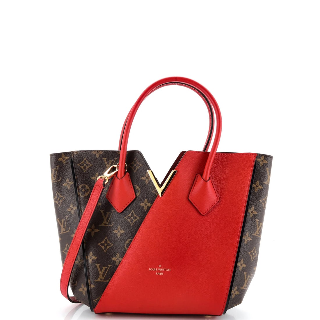 Louis Vuitton Monogram Canvas & Leather Kimono Handbag PM: Louis Vuitton Monogram Canvas & Leather Kimono Handbag PM Elevate your style with the iconic Louis Vuitton Monogram Canvas & Leather Kimono Handbag PM, boasting a striking red exterior and rich brown