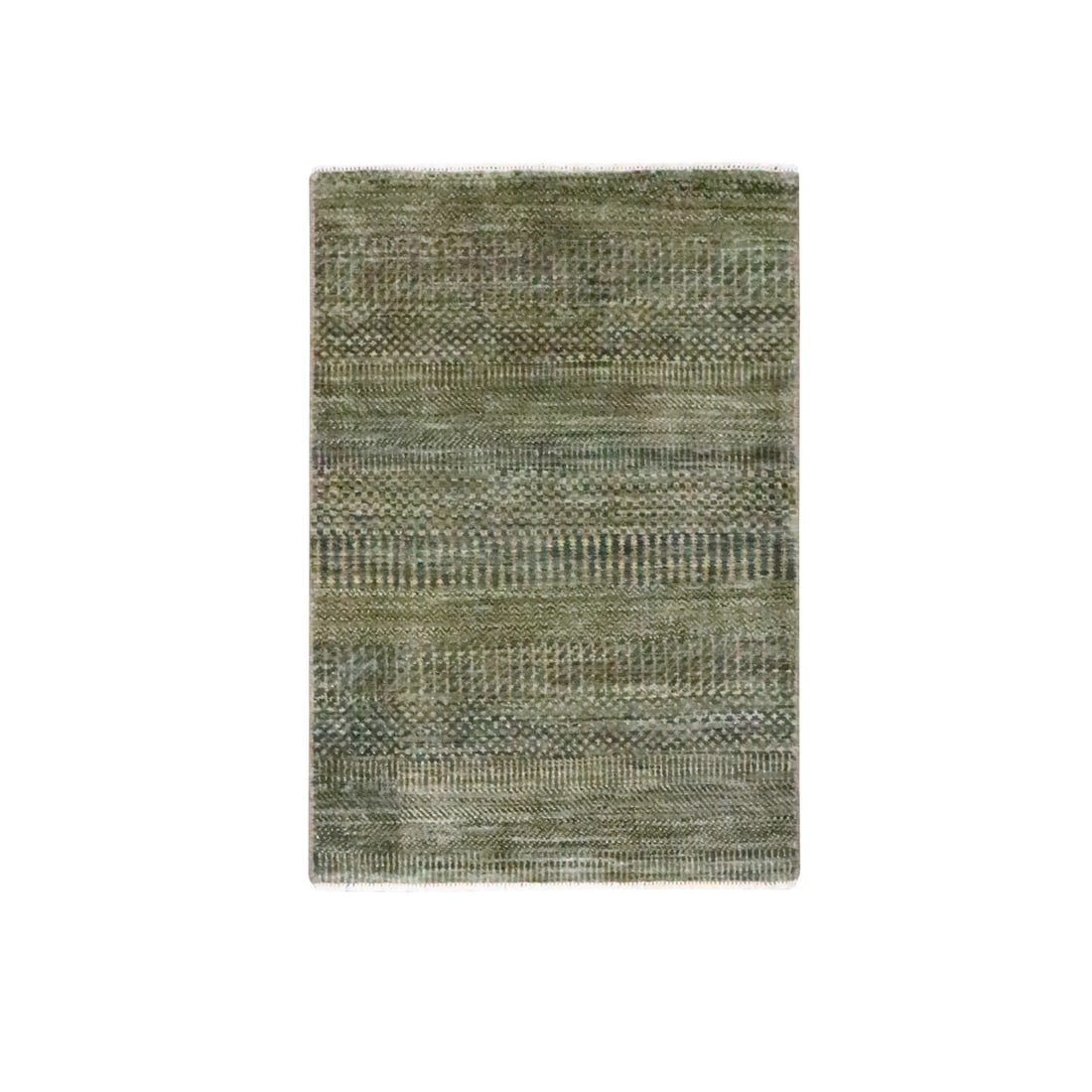 Rug 2'x3' Cedar Brown Modern Grass Design Hand Knotted Wool with Silk Mat: Rug 2'x3' Cedar Brown Modern Grass Design Hand Knotted Wool with Silk Mat Experience the warmth and elegance of Indian craftsmanship with this stunning 2'x3' hand-knotted wool rug, featuring a