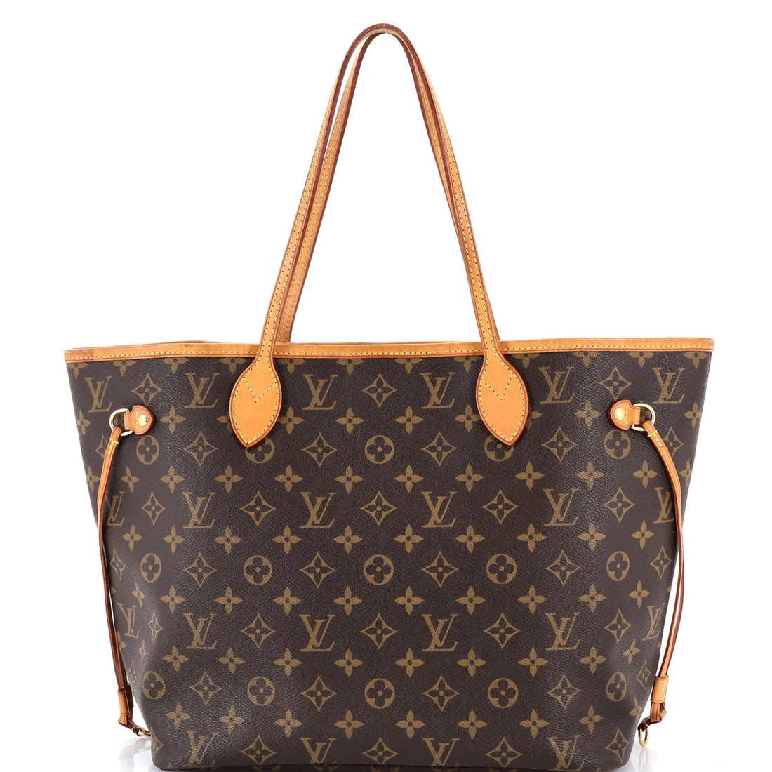 Louis Vuitton Neverfull MM Monogram Canvas Tote: Louis Vuitton Neverfull MM Monogram Canvas Tote Experience the timeless elegance of Louis Vuitton with this iconic Neverfull MM Monogram Canvas Tote, boasting a rich brown exterior and neutral