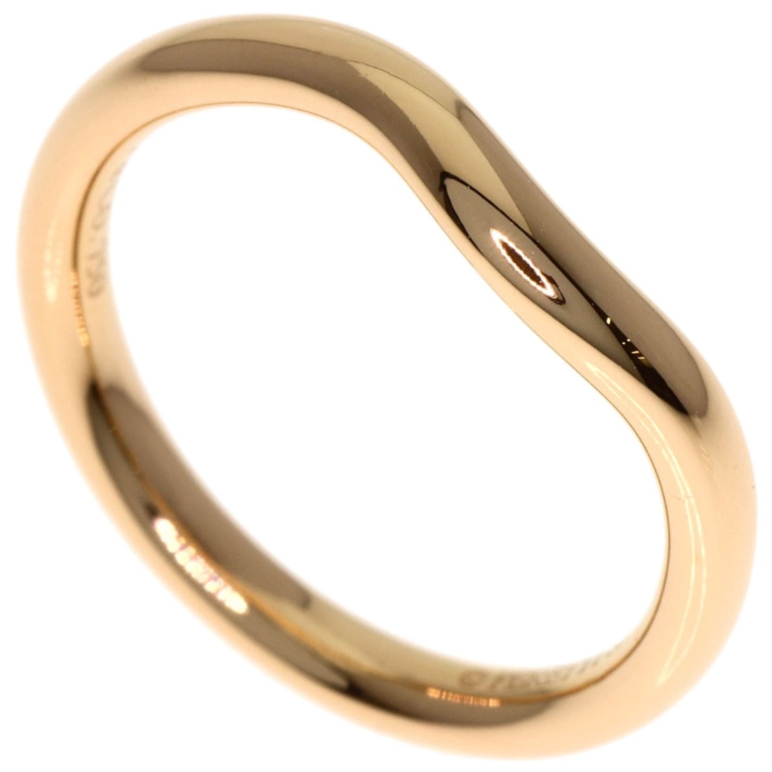 Tiffany & Co. Pink Gold Curved Band Ring K18: Tiffany & Co. Pink Gold Curved Band Ring K18 Elevate your style with the Tiffany & Co. Pink Gold Curved Band Ring K18, a timeless and sophisticated design that exudes luxury. Crafted from