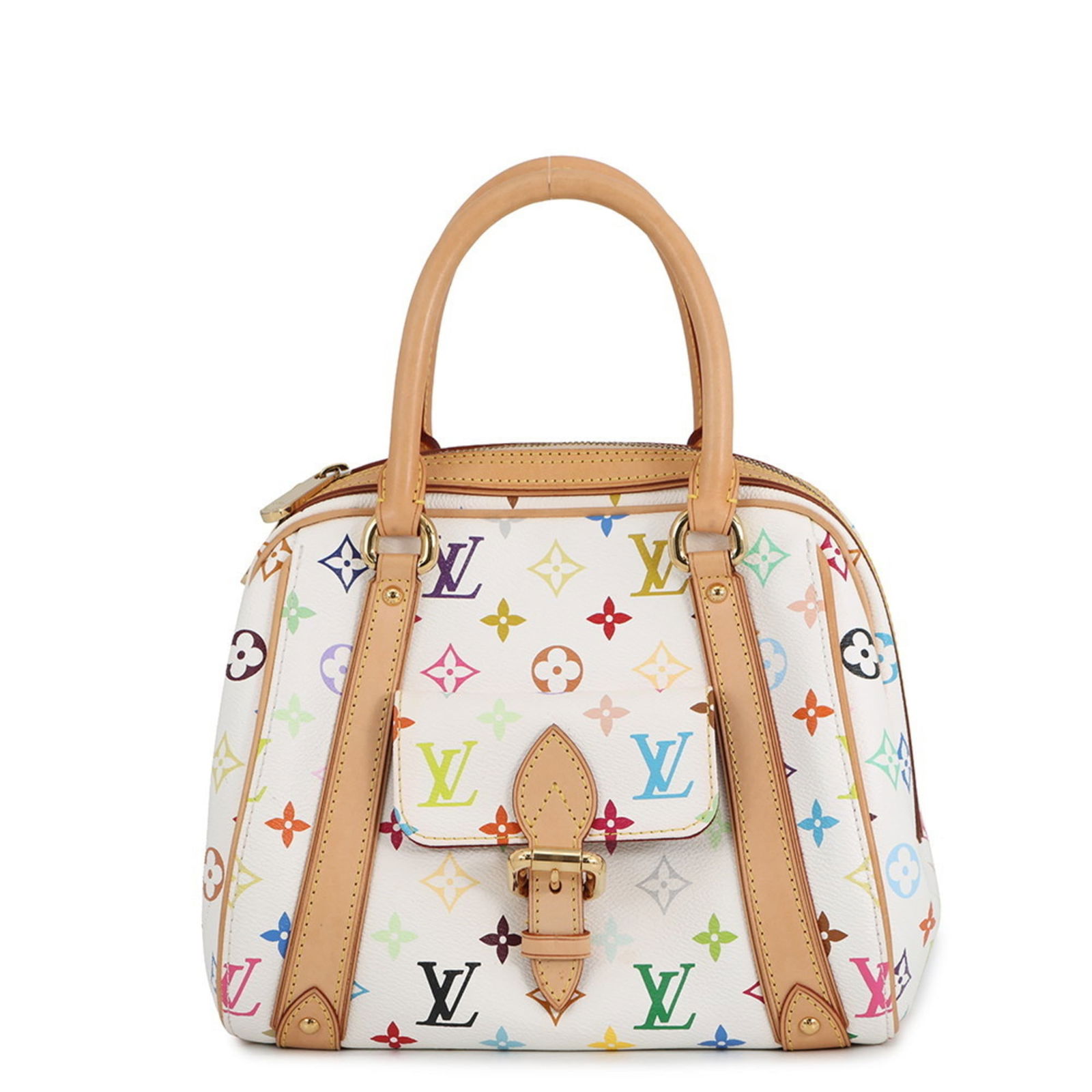 Multicolore Louis Vuitton Handbag Monogram: Multicolore Louis Vuitton Handbag Monogram A stunning multicolore Louis Vuitton handbag in excellent condition, boasting the iconic monogram pattern in a vibrant blend of blanc and multi-color hues. W
