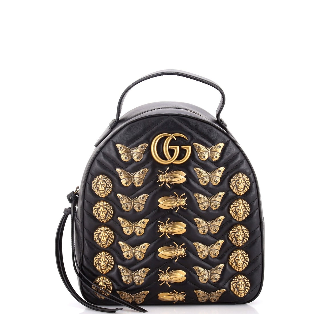 Gucci GG Marmont Small Embellished Matelasse Leather Backpack: Gucci GG Marmont Small Embellished Matelasse Leather Backpack Elevate your daily essentials with the iconic Gucci GG Marmont Small Embellished Matelasse Leather Backpack, boasting sleek black