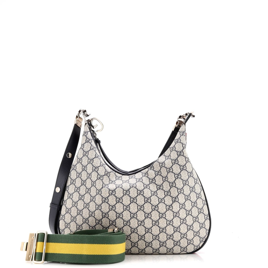 Gucci Medium GG Coated Canvas Attache Shoulder Bag: Gucci Medium GG Coated Canvas Attache Shoulder Bag The Gucci Medium GG Coated Canvas Attache Shoulder Bag is a timeless piece of luxury, boasting a vibrant blue exterior and neutral interior, all