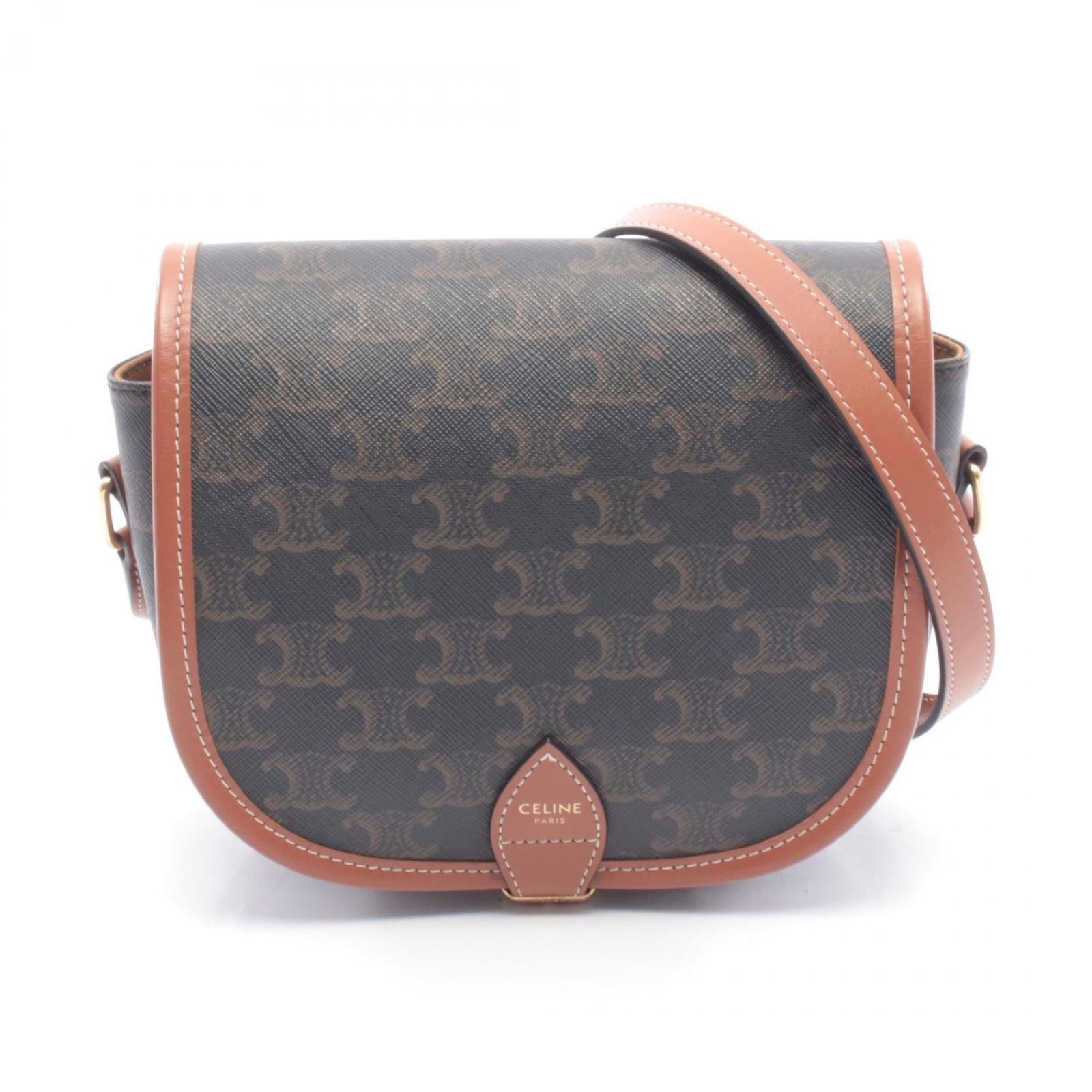 Celine Shoulder Bag in Coated Canvas and Leather: Celine Shoulder Bag in Coated Canvas and Leather A timeless Celine shoulder bag, crafted from luxurious coated canvas and supple leather, is up for grabs. This versatile handbag boasts clean lines,