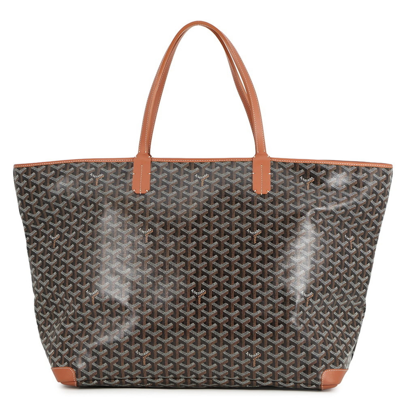 Goyard PVC Tote Bag in Leather: Goyard PVC Tote Bag in Leather A stylish and durable Goyard PVC tote bag in black leather, perfect for everyday use, boasts a sleek design with a classic Goyard logo. Its versatile size and mint