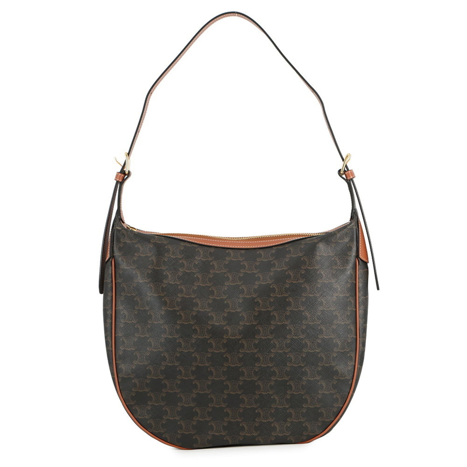 Celine PVC Leather Shoulder Bag: Celine PVC Leather Shoulder Bag Elevate your style with the timeless Celine PVC Leather Shoulder Bag, boasting sleek brown and dark brown hues that exude sophistication. Made from high-quality PVC lea