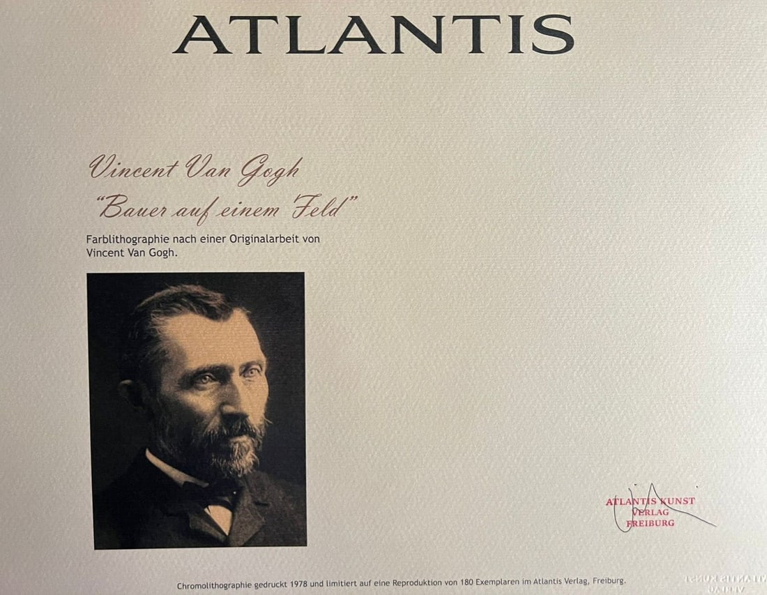 Numbered Vincent Van Gogh Lithograph - 9