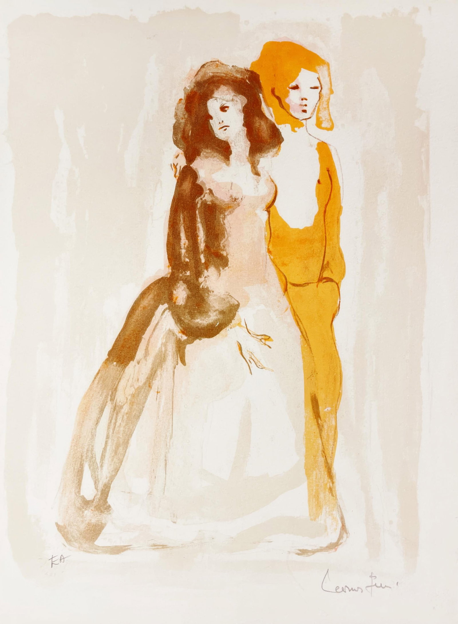 1969 - Leonor Fini - Untitled - from Parallel - Lithograph: 1969 - Leonor Fini - Untitled - from Parallel - Lithograph Experience the dreamlike world of Leonor Fini, a visionary artist whose lithograph "Sans titre" (Untitled) from 1969 embodies refined graphic