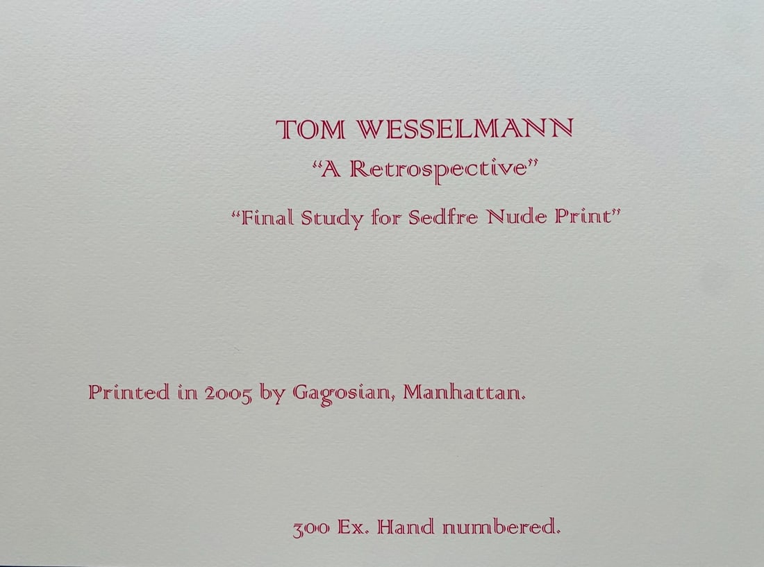 Numbered Tom Wesselmann Lithograph Handmade Op - 9