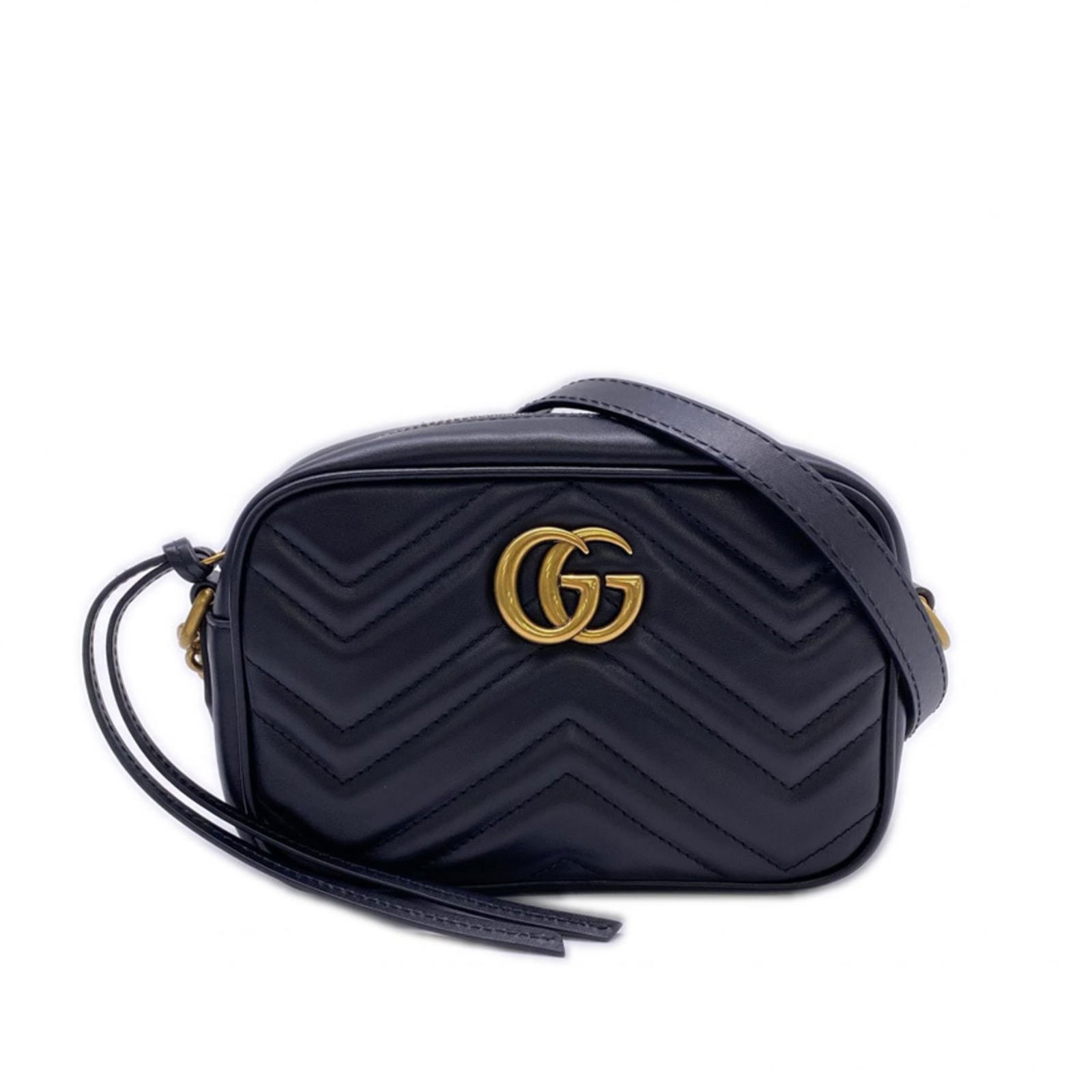 Gucci Leather Shoulder Bag: Gucci Leather Shoulder Bag Elevate your style with this luxurious Gucci leather shoulder bag, boasting sleek black leather and classic design. With its compact size and durable construction, it's perf