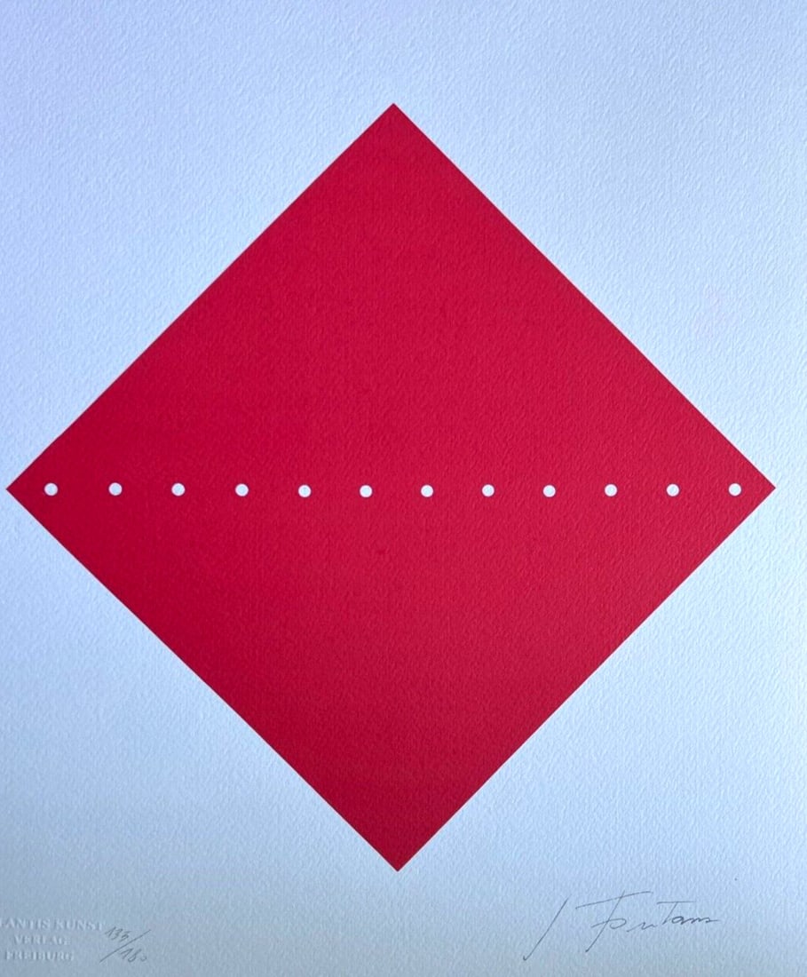 Lucio Fontana Lithograph: Lucio Fontana Lithograph A rare opportunity to own a piece of modern art history, this 1978 lithograph by Lucio Fontana is a stunning representation of the artist's iconic spatial concept. Printed in