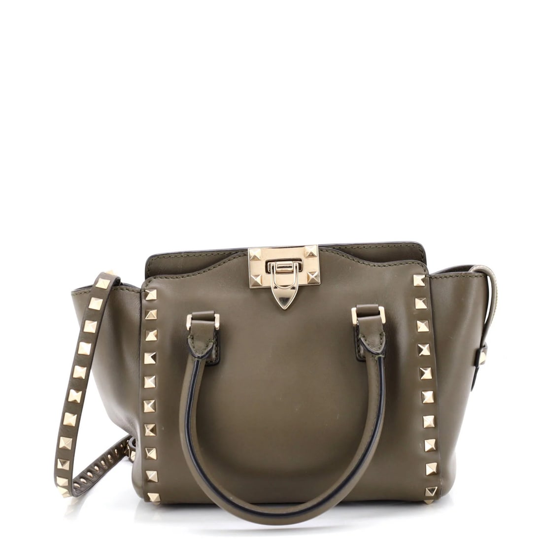 Valentino Garavani Rockstud Rigid Leather Small Tote: Valentino Garavani Rockstud Rigid Leather Small Tote The Valentino Garavani Rockstud Rigid Leather Small Tote is a timeless, sophisticated accessory that exudes luxury and elegance. With its rigid