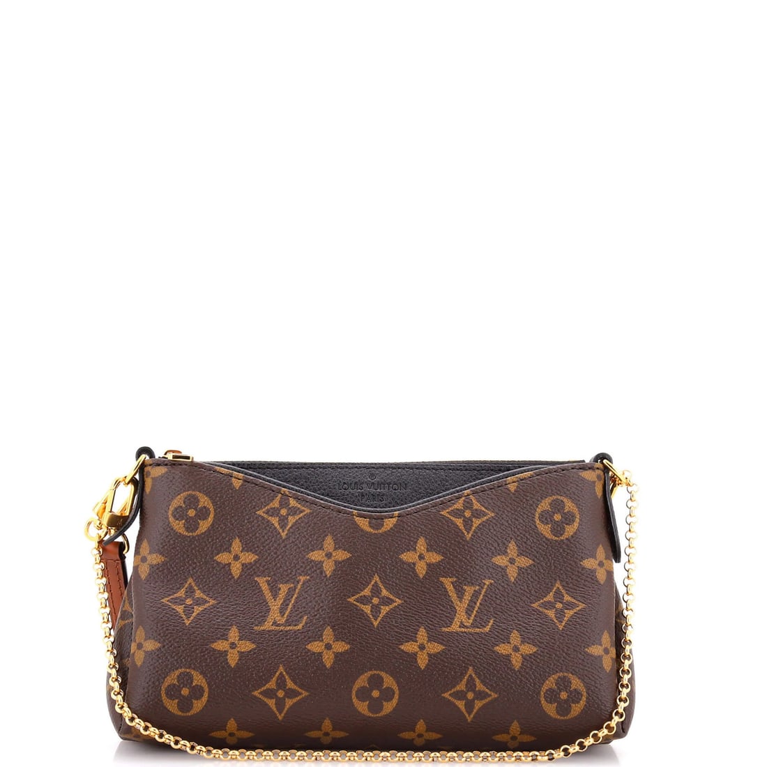 Louis Vuitton Pallas Clutch - Monogram Canvas & Leather: Louis Vuitton Pallas Clutch - Monogram Canvas & Leather Elevate your evening look with the iconic Louis Vuitton Pallas Clutch, boasting the signature monogram canvas exterior and luxurious leather