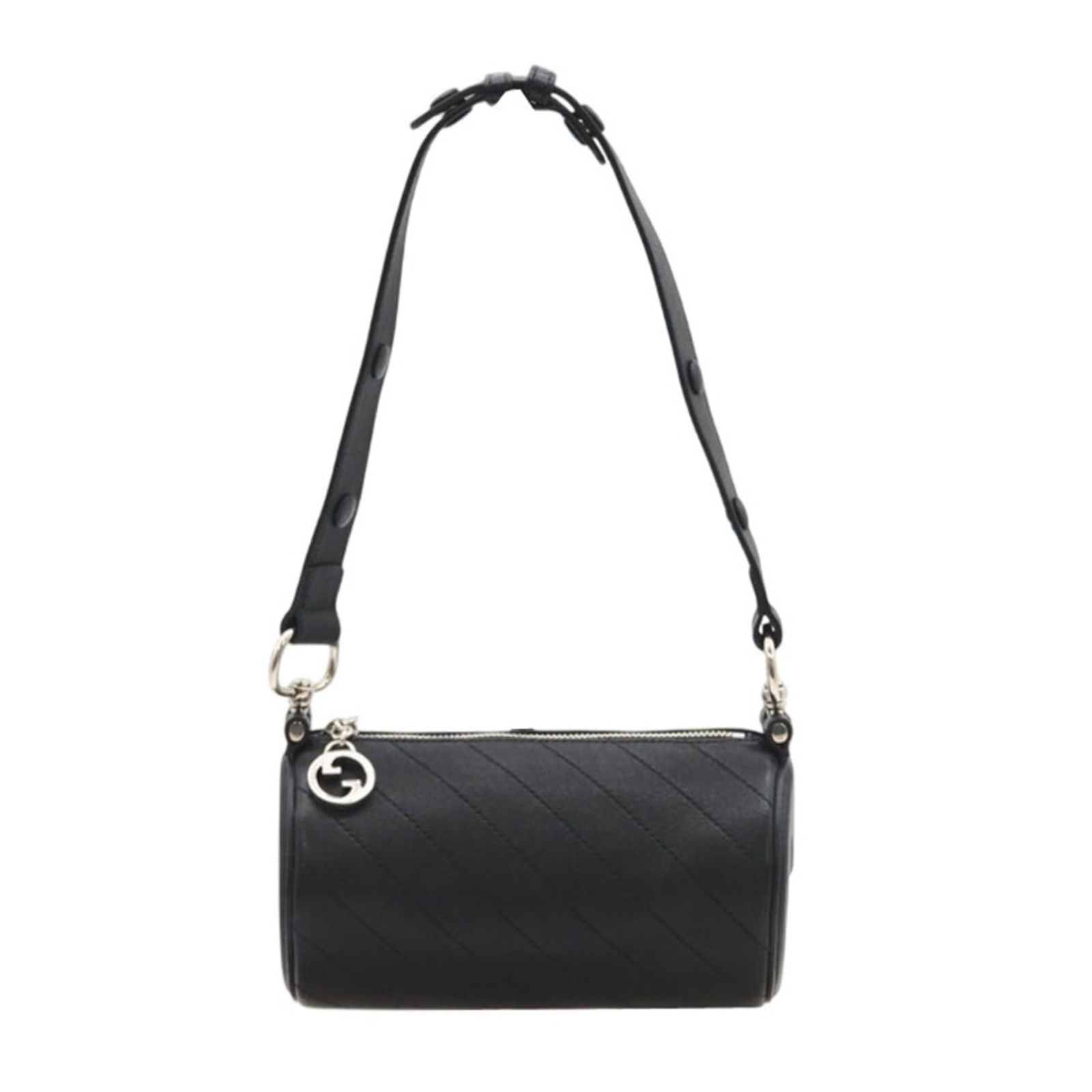Gucci Leather Shoulder Bag: Gucci Leather Shoulder Bag A sleek and sophisticated black leather shoulder bag from Gucci, boasting classic design with clean lines and premium materials. With its spacious interior and comfortable s