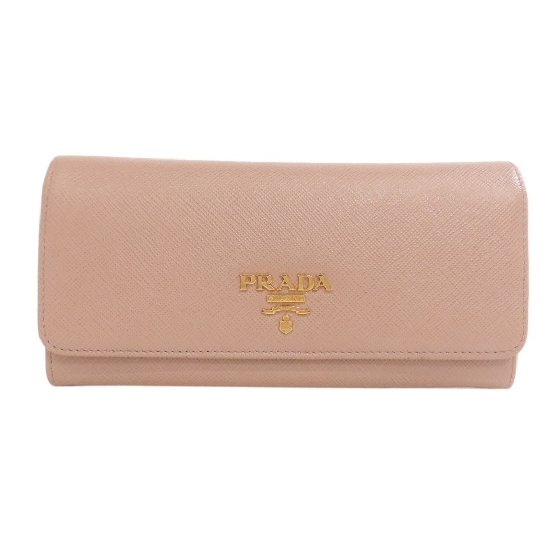 Safiano PRADA logo Long wallet (with coin pocket): Safiano PRADA logo Long wallet (with coin pocket) Elevate your everyday style with the iconic PRADA logo long wallet, crafted from premium Safiano material and boasting a sleek beige exterior. The