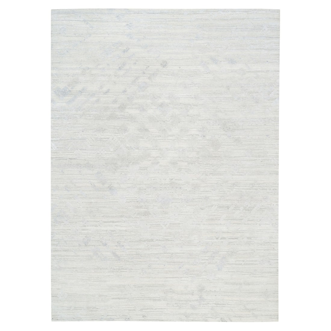 Rug 9'x12' Undyed Natural Wool Modern Light Gray Cut And Loop Pile: Rug 9'x12' Undyed Natural Wool Modern Light Gray Cut And Loop Pile Experience the warmth and texture of hand-knotted wool with this stunning 9'x12' undyed natural rug, expertly crafted in India using