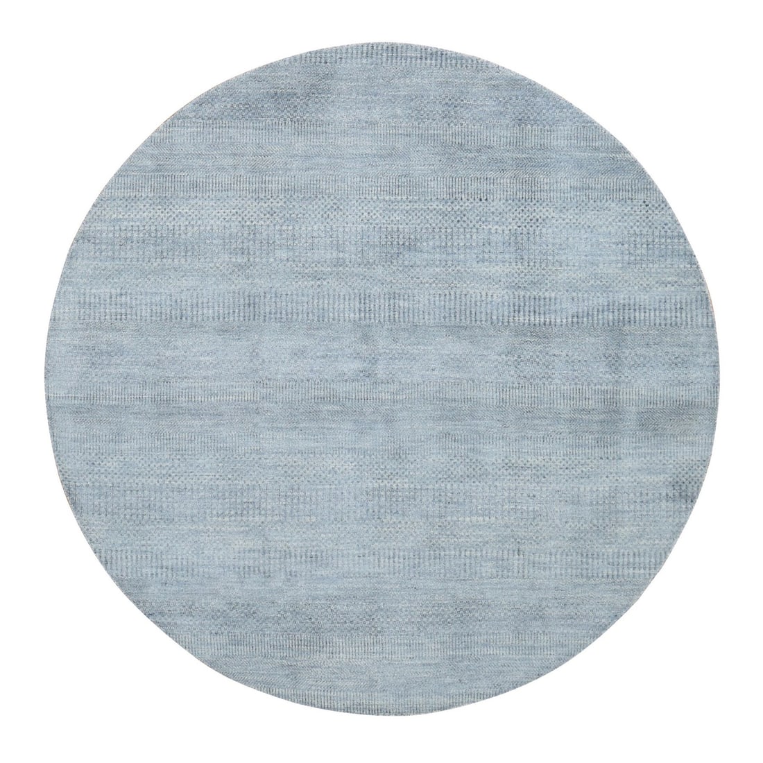 Rug 10'x10' Gray Wool and Silk Grass Design Hand Knotted Round: Rug 10'x10' Gray Wool and Silk Grass Design Hand Knotted Round Experience the rich beauty of Indian craftsmanship in this stunning 10'x10' gray wool and silk grass design hand-knotted round rug,