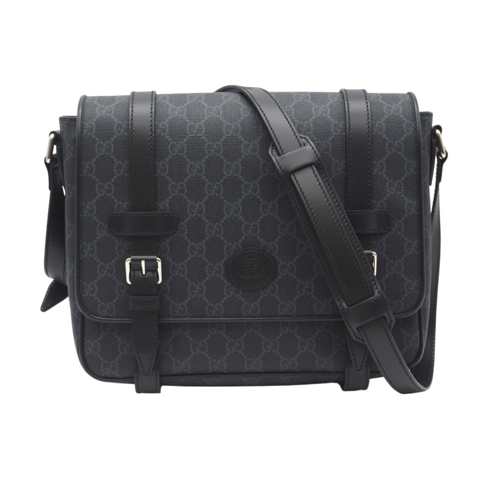 Gucci Coated Canvas Messenger Shoulder Bag: Gucci Coated Canvas Messenger Shoulder Bag Experience the timeless style of Gucci with this sleek and sophisticated messenger shoulder bag, crafted from high-quality coated canvas that adds a touch of