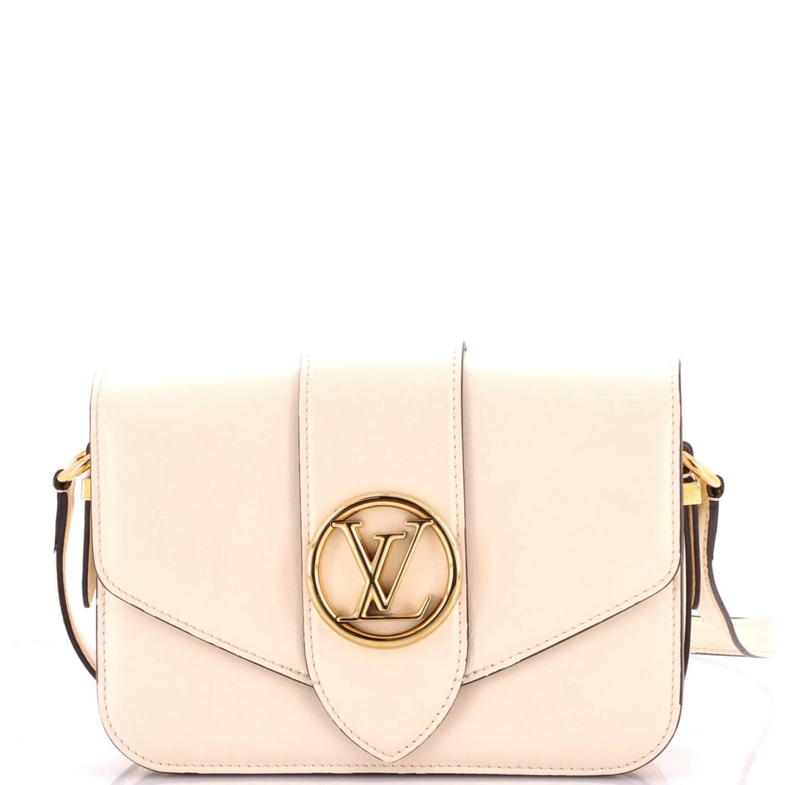Leather Louis Vuitton LV Pont 9 Bag: Leather Louis Vuitton LV Pont 9 Bag A rare and stylish Louis Vuitton LV Pont 9 Bag, boasting sleek neutral leather exterior with subtle gold hardware, is up for grabs. With its classic cross-body