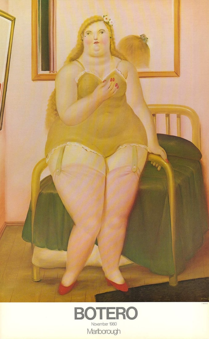 Contemporary FERNANDO BOTERO La Cama (Lg) 42" x 26" Poster 1980 (1 of 4)