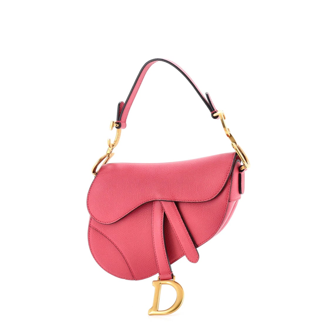 Christian Dior Mini Saddle Leather Handbag: Christian Dior Mini Saddle Leather Handbag Elevate your everyday style with the iconic Christian Dior Mini Saddle Leather Handbag, boasting sleek pink leather exterior and interior, adorned with aged