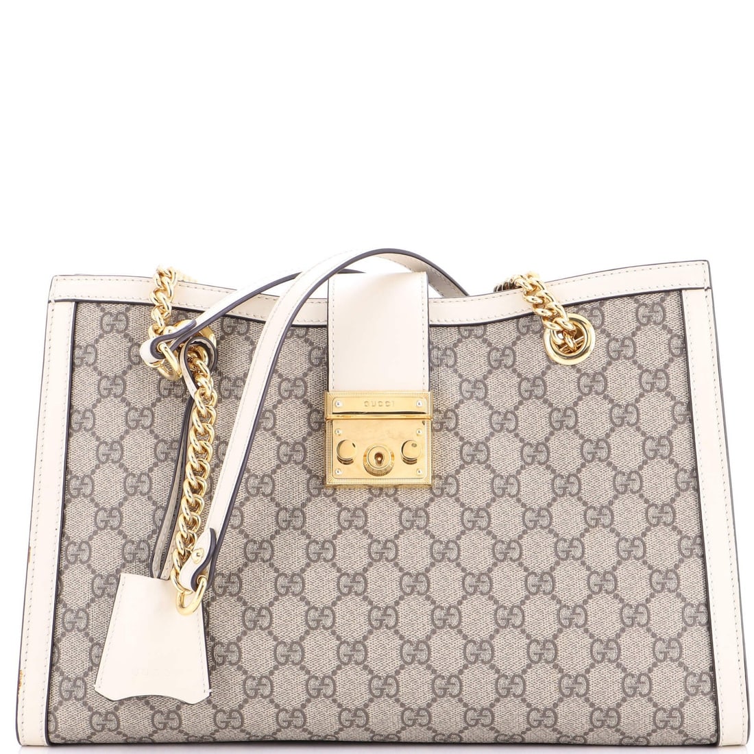 Medium Gucci Padlock Chain Tote GG Coated Canvas with Leather (1 of 8)