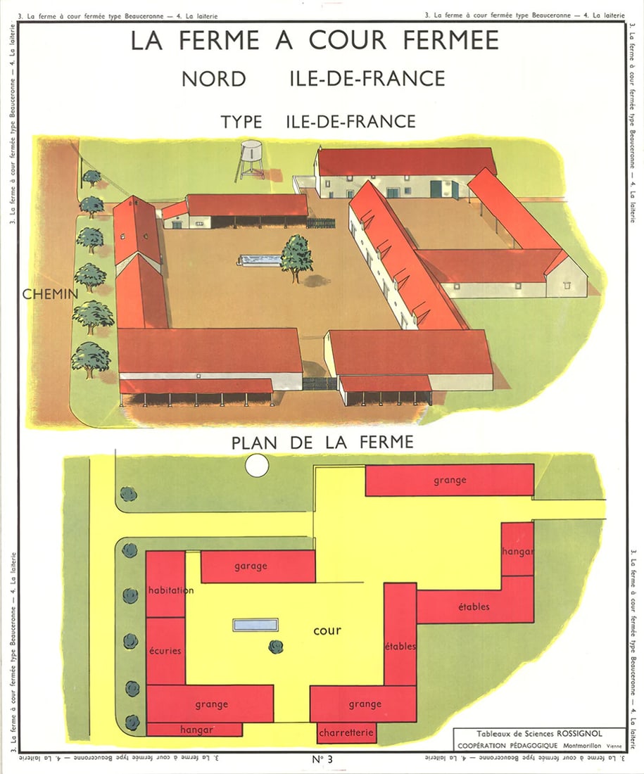 Conte EMILE DEYROLLE La Ferme A Cour Fermee 35.5" x 29.5" Offset Lithograph 1960: Conte EMILE DEYROLLE La Ferme A Cour Fermee 35.5" x 29.5" Offset Lithograph 1960 Emile Deyrolle's 1960 offset lithograph, La Ferme A Cour Fermee, is a stunning example of French art from the mid-20th