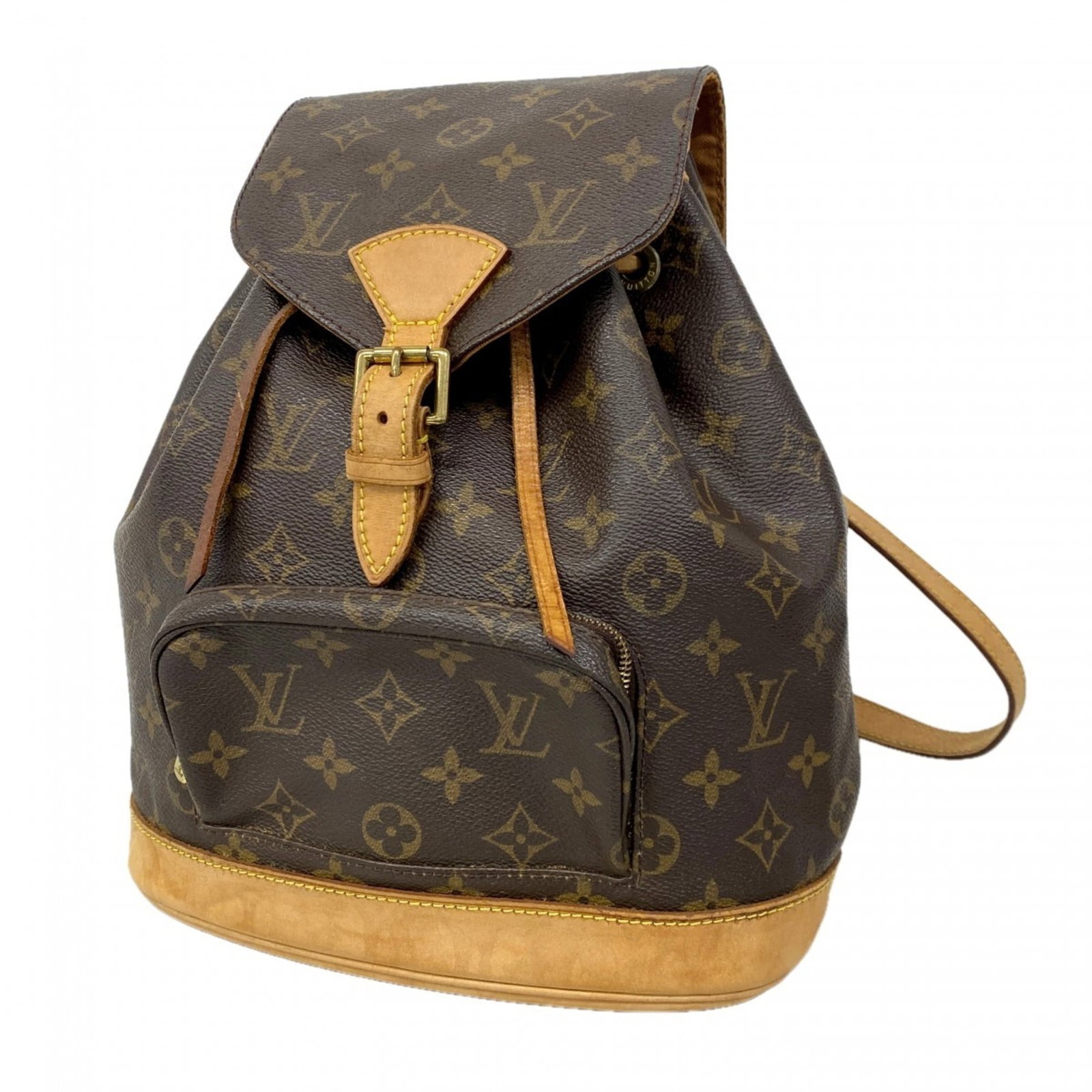 Backpack Louis Vuitton: Backpack Louis Vuitton A pre-owned Louis Vuitton backpack in rich brown leather, boasting the iconic monogram pattern and timeless design that exudes luxury and sophistication. With its spacious inter