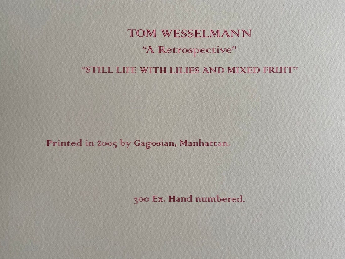 Numbered Tom Wesselmann Lithograph Op - 9