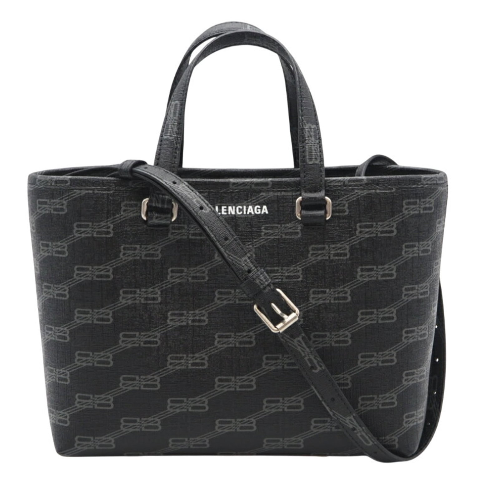 Coated Canvas Balenciaga Tote Bag: Coated Canvas Balenciaga Tote Bag A stylish and versatile Balenciaga tote bag, made from durable coated canvas, adds a touch of high-end sophistication to any outfit. With its sleek black and gray col