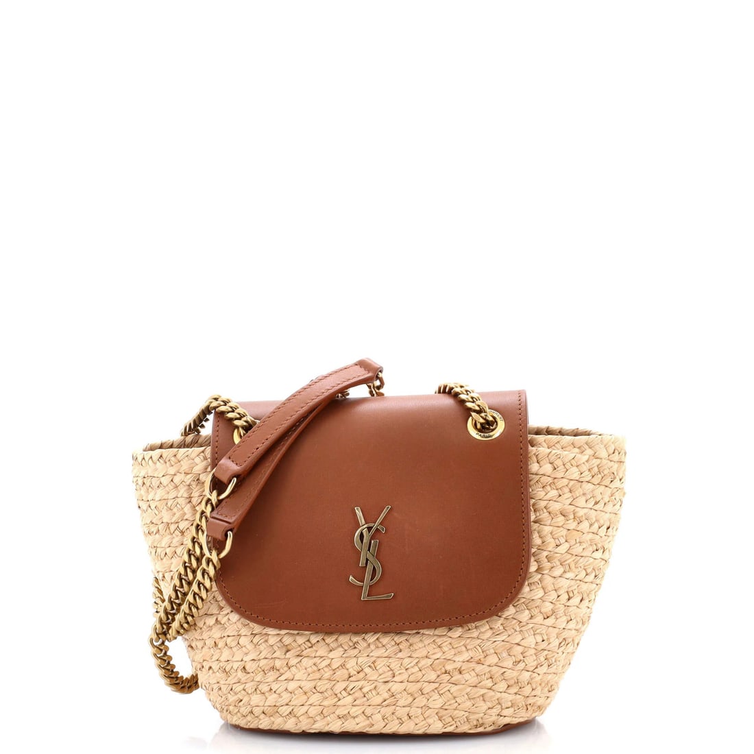 Saint Laurent Manon Mini Raffia Leather Basket Bag (1 of 5)