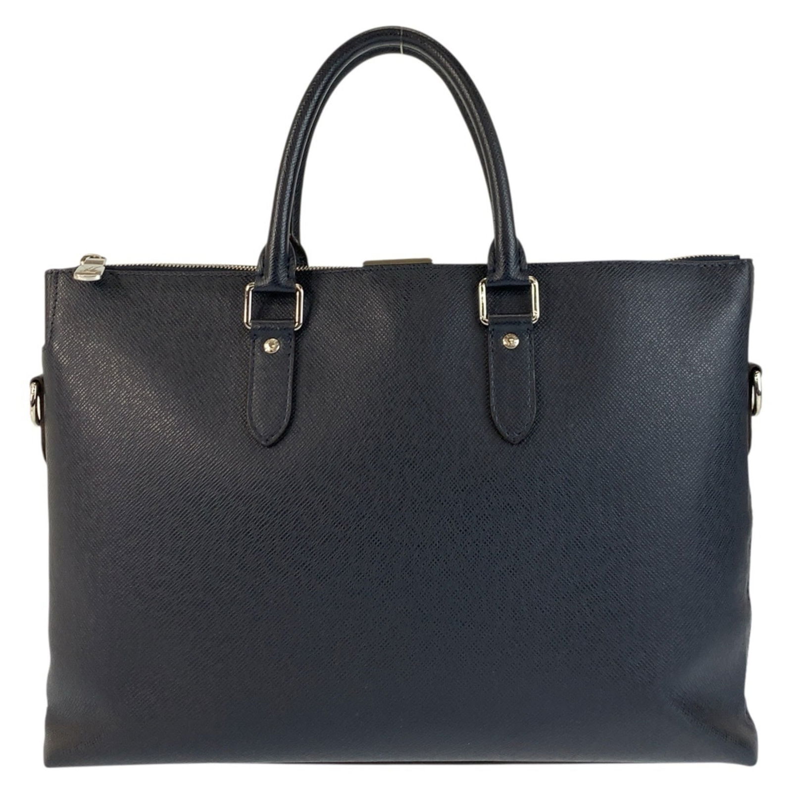 Louis Vuitton Taiga Leather Briefcase: Louis Vuitton Taiga Leather Briefcase A pre-owned Louis Vuitton Taiga Leather Briefcase in navy, boasting the iconic monogram pattern and premium taiga leather construction, offers a stylish and durab